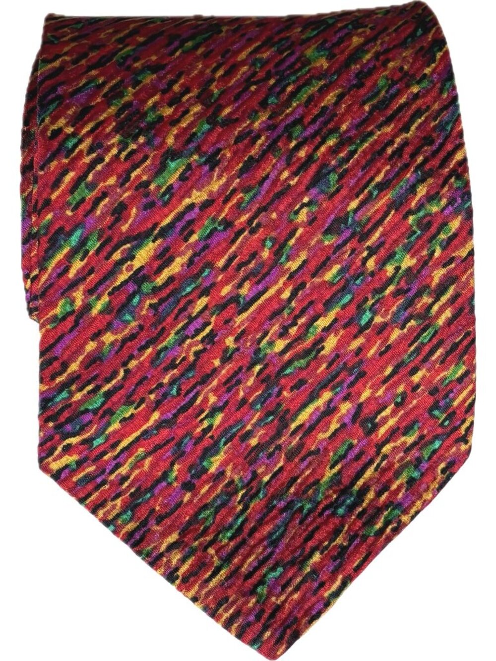 Brioni Tie Necktie Silk 60X4 Wide Micro Textured Italy Red Yellow Neck Men’s